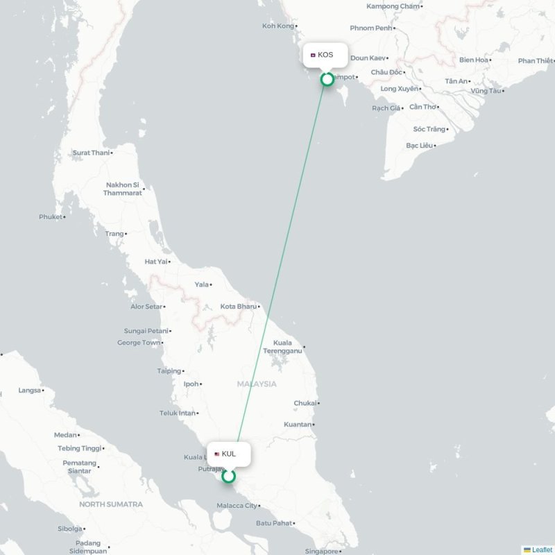 KUL - KOS route map