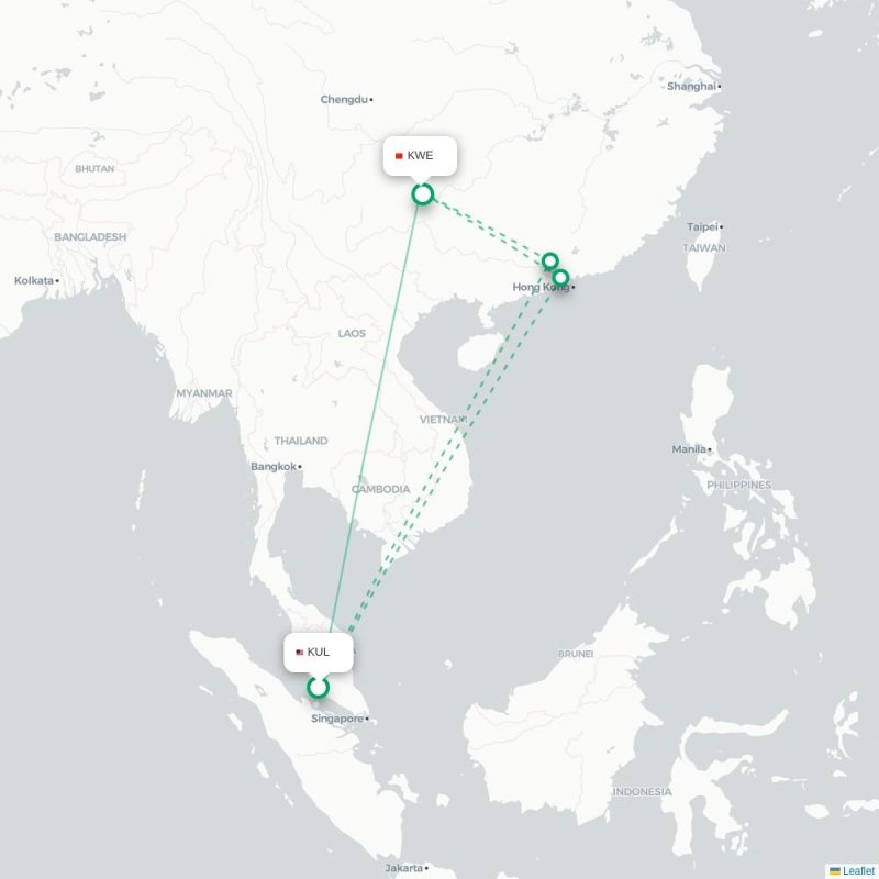 KUL - KWE route map