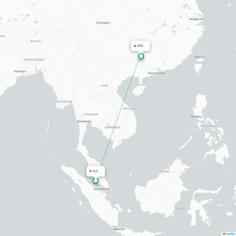 KUL - KWL route map