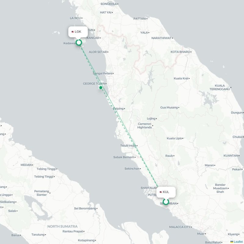 KUL - LGK route map