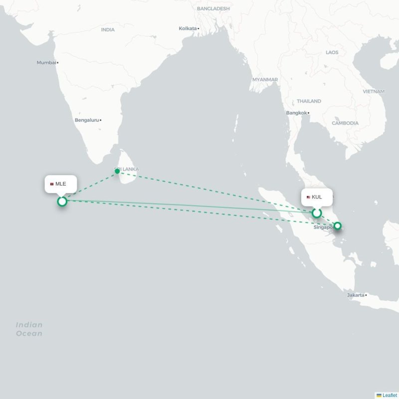 KUL - MLE route map