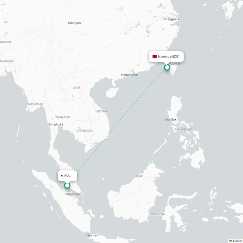 KUL - MZG route map