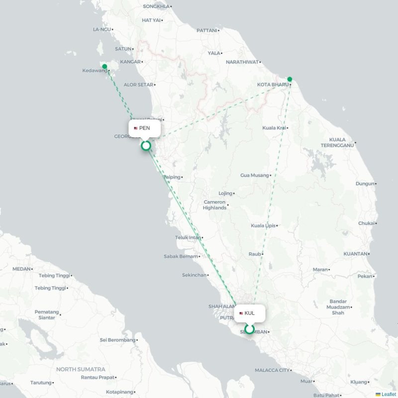 KUL - PEN route map