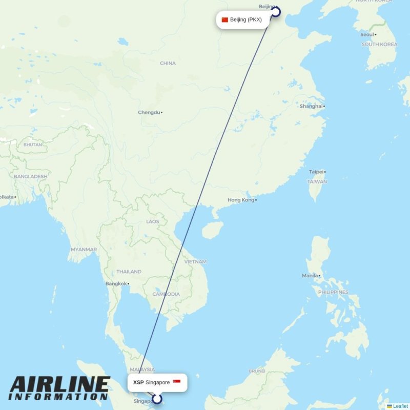 KUL - PKX route map