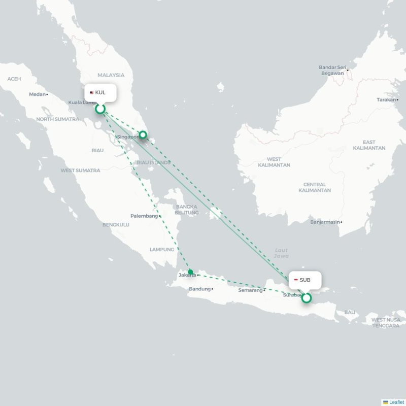 KUL - SUB route map