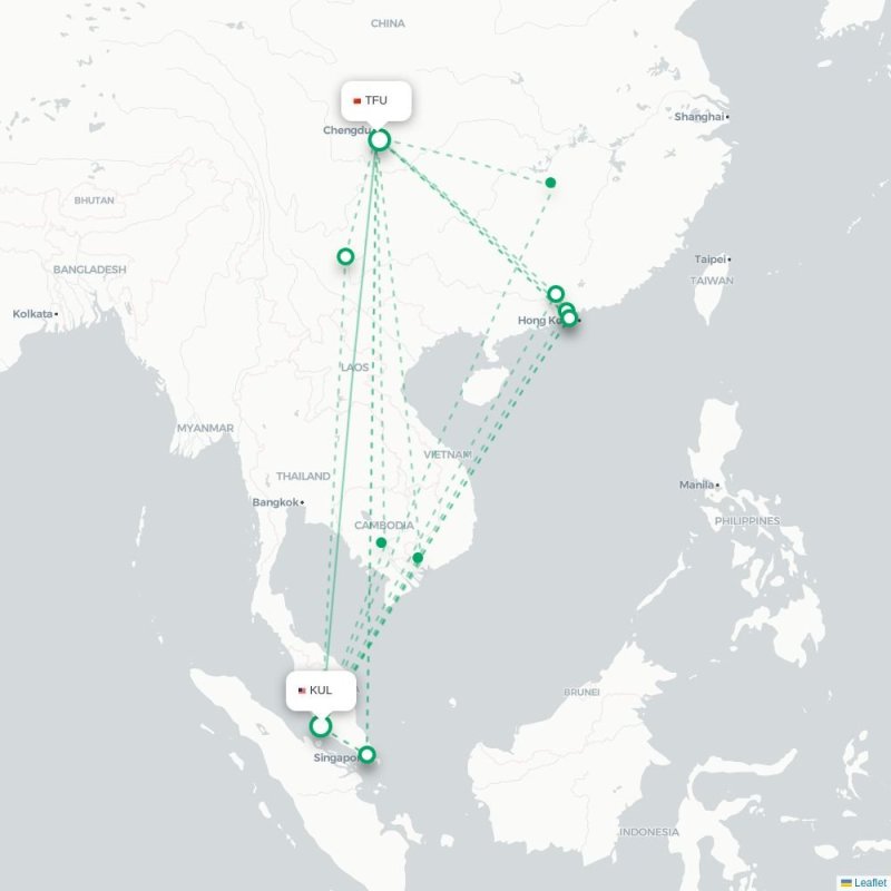 KUL - TFU route map