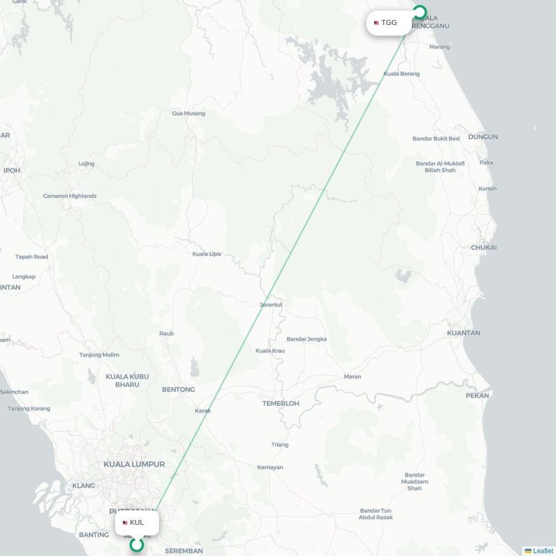 KUL - TGG route map