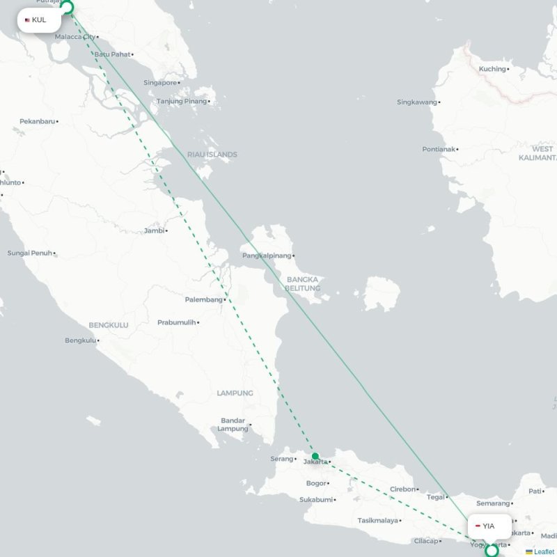 KUL - YIA route map