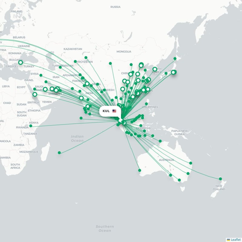 Route map Kuala Lumpur  KUL airport