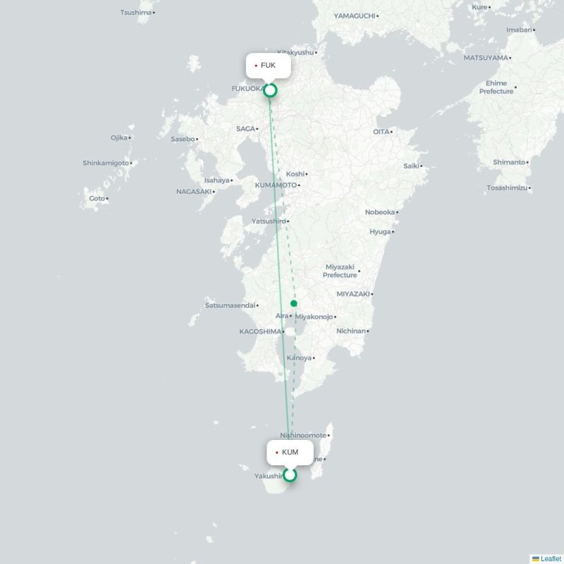 KUM - FUK route map