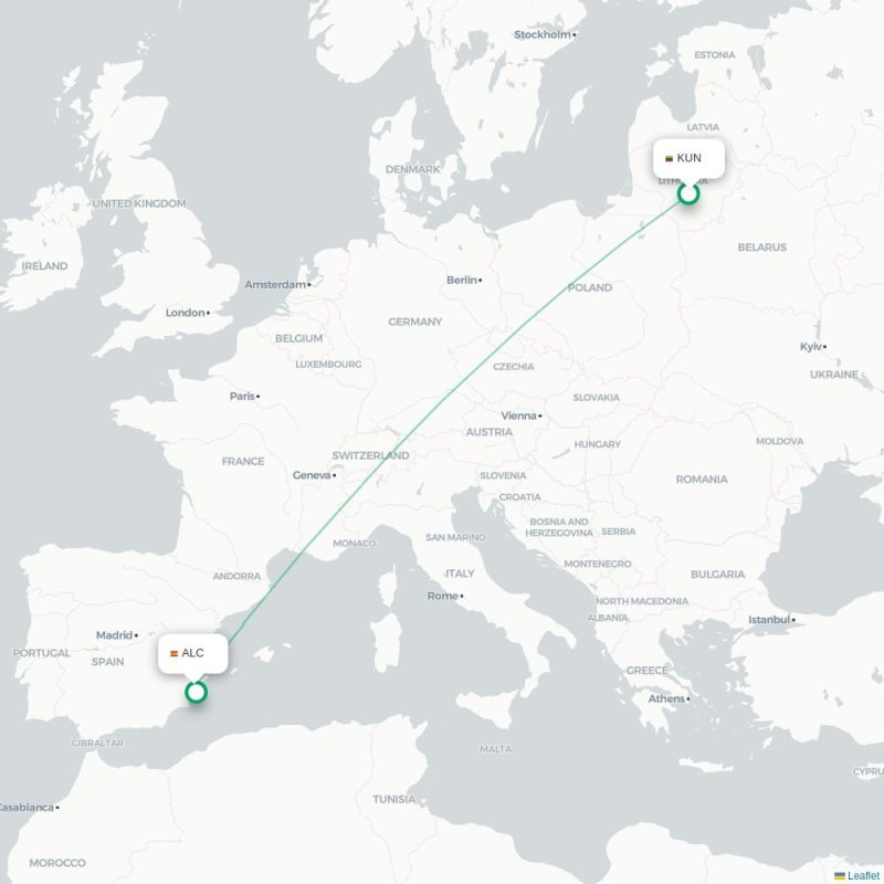 KUN - ALC route map