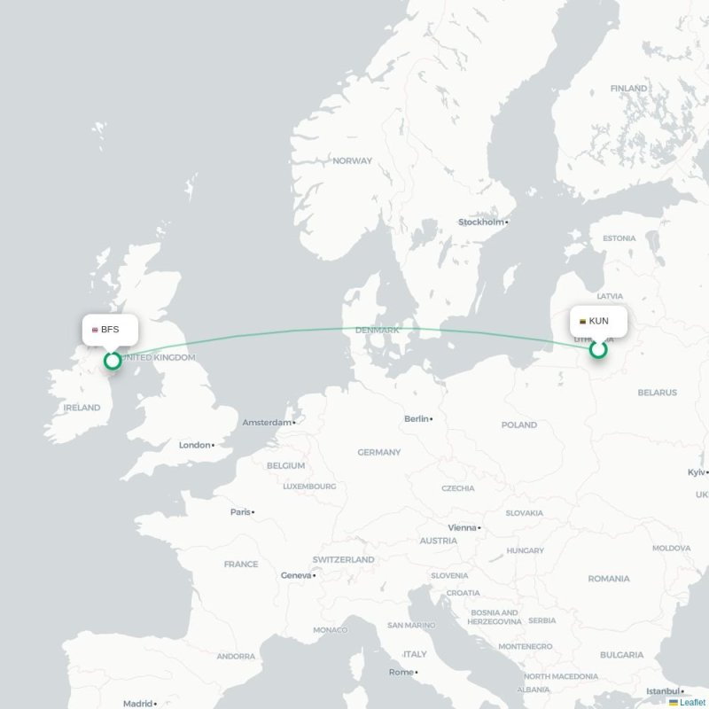 KUN - BFS route map