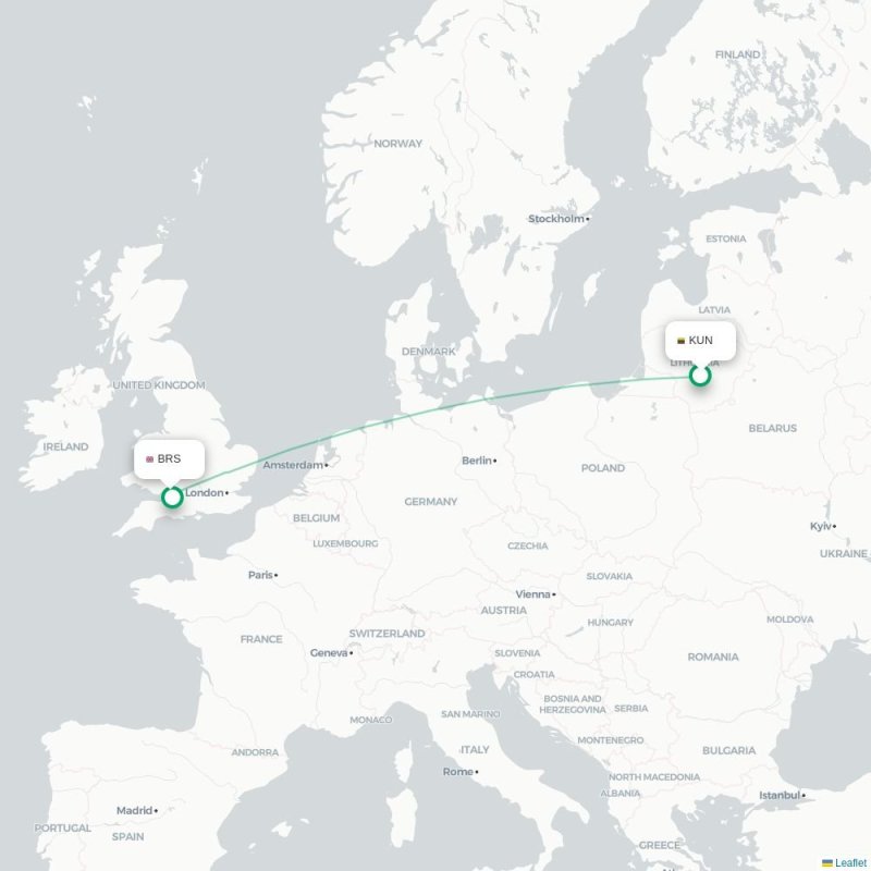 KUN - BRS route map
