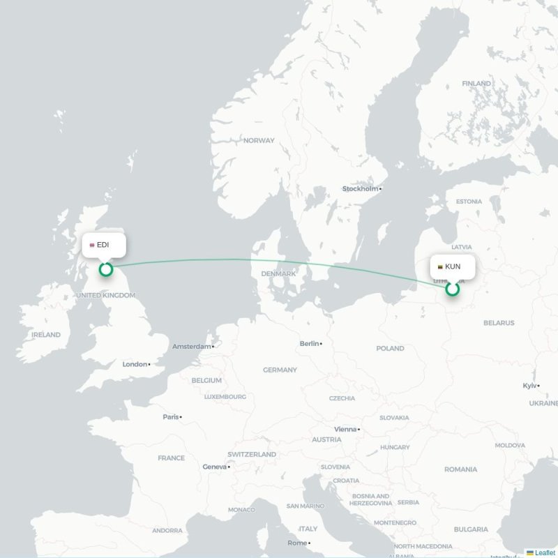 KUN - EDI route map