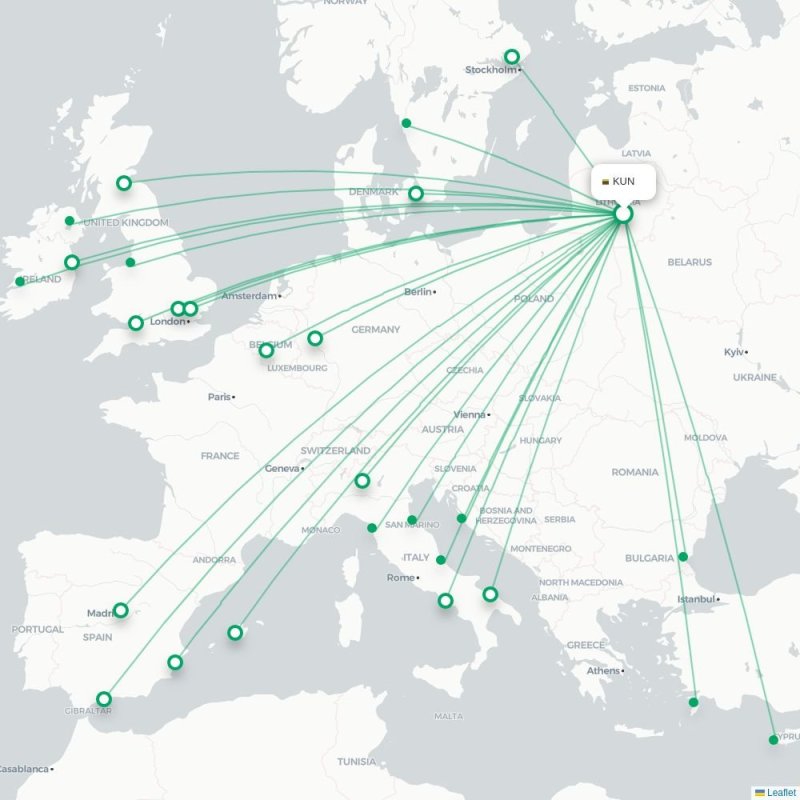 KUN - RIX route map