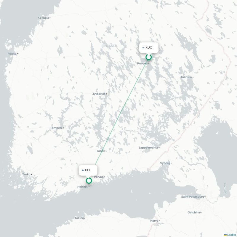 KUO - HEL route map