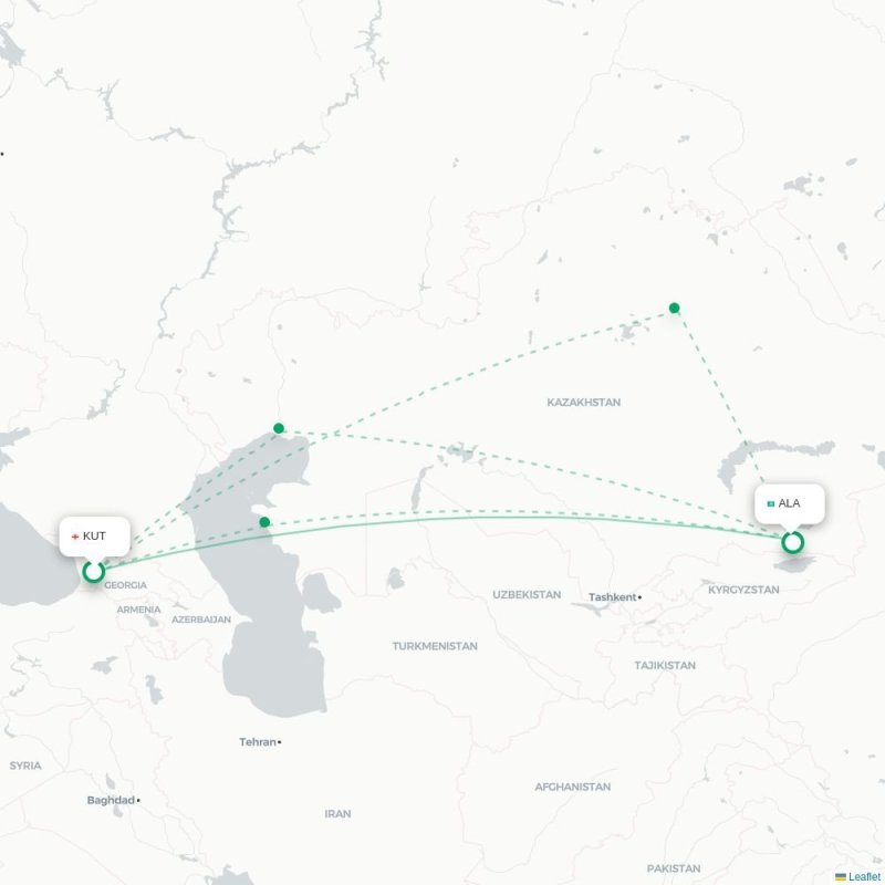 KUT - ALA route map