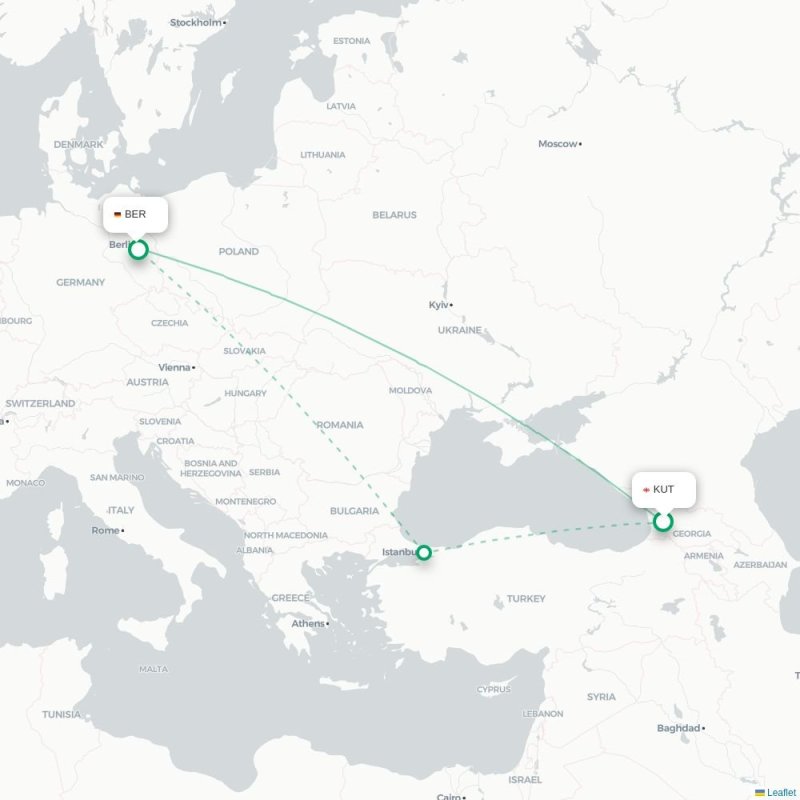 KUT - BER route map
