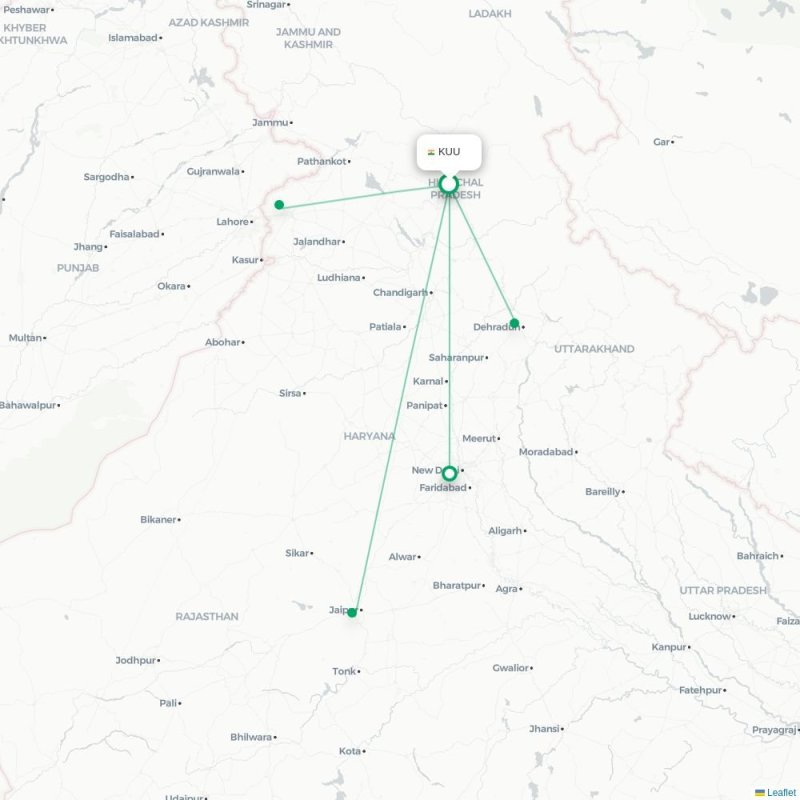 KUU - JAI route map
