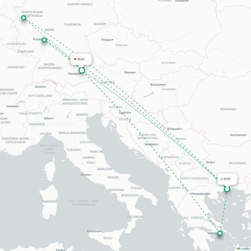 KVA - MUC route map