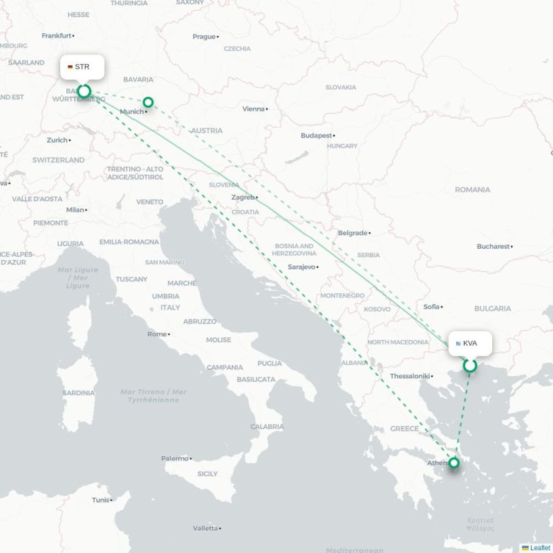 KVA - STR route map