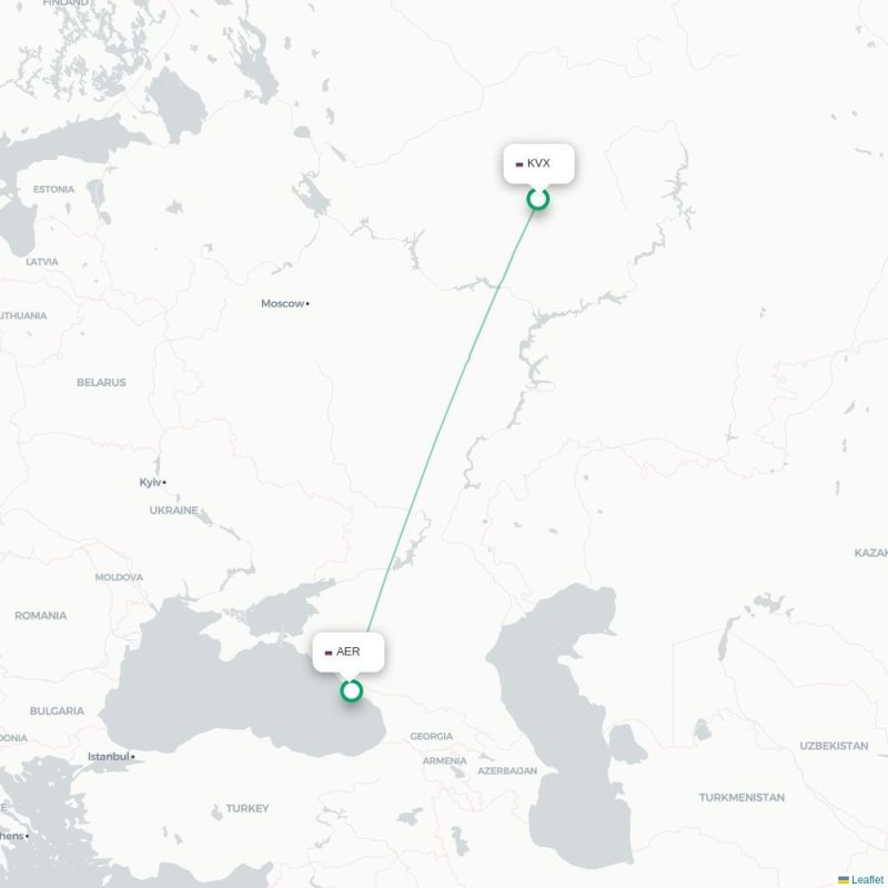 KVX - AER route map