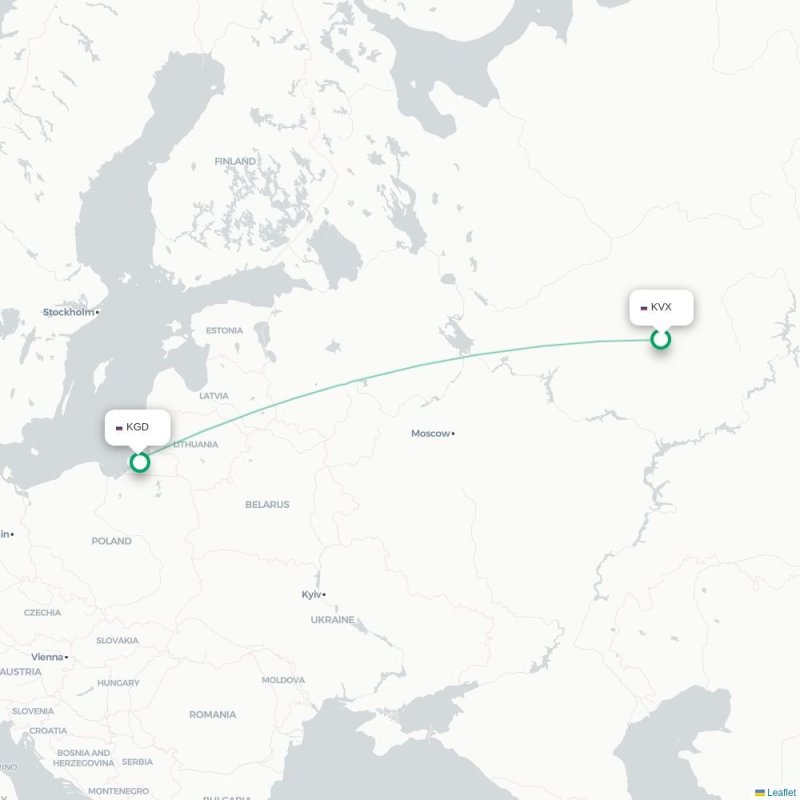 KVX - KGD route map