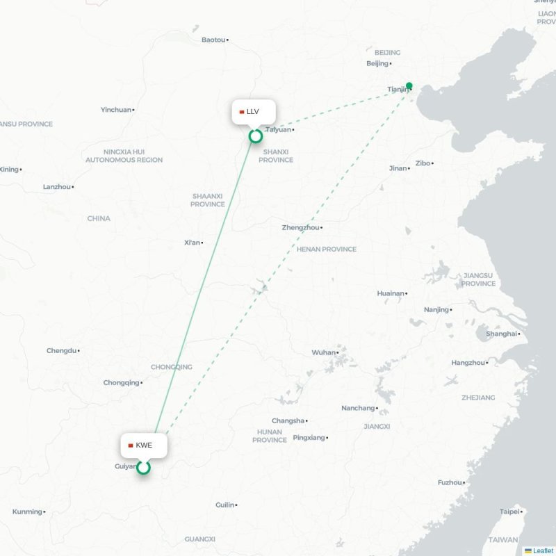 KWE - LLV route map