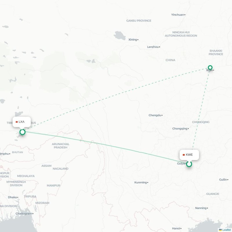 KWE - LXA route map