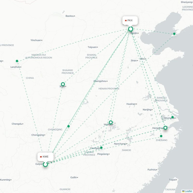 KWE - PKX route map