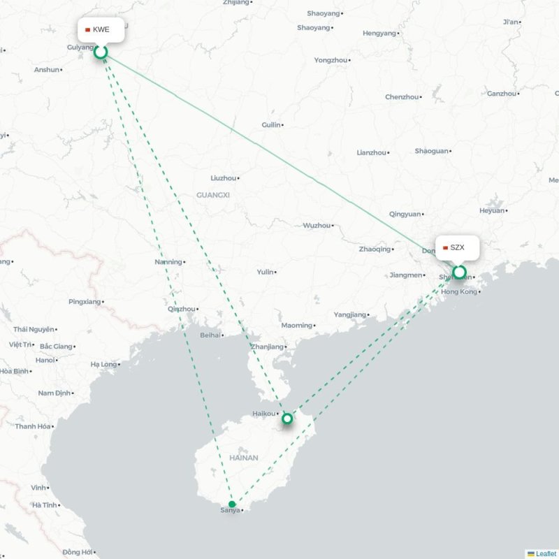 KWE - SZX route map