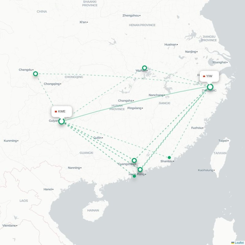 KWE - YIW route map