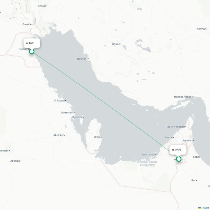 KWI - AAN route map