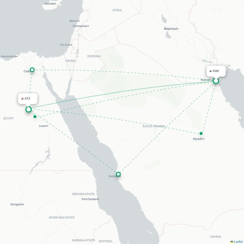 KWI - ATZ route map