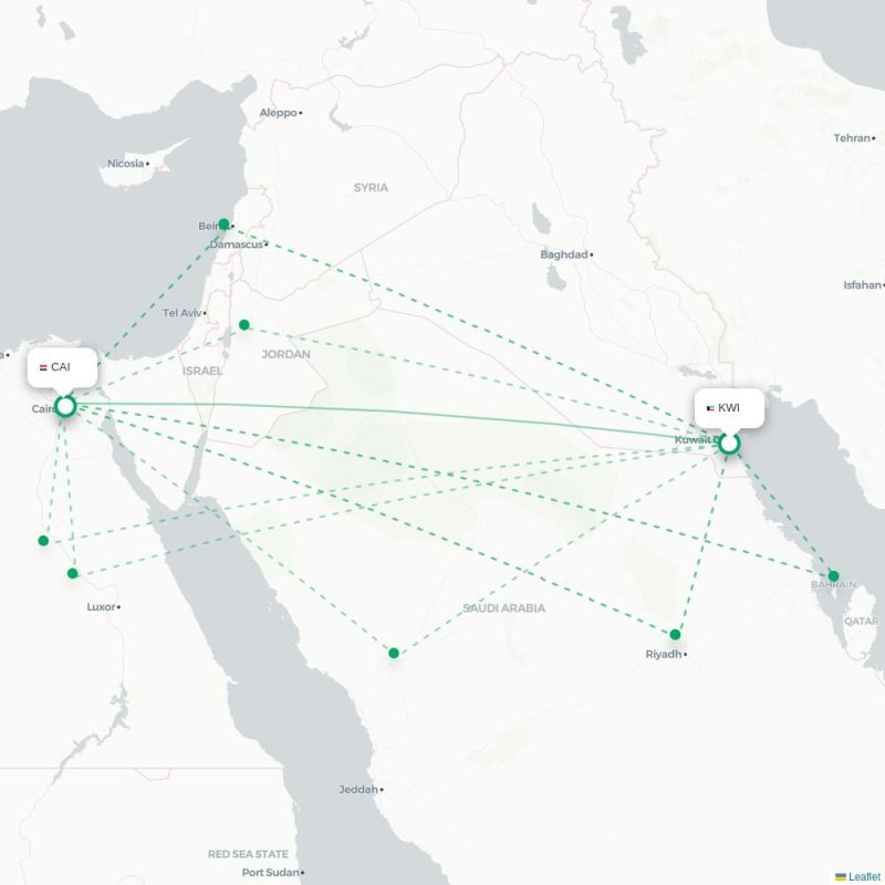 KWI - CAI route map