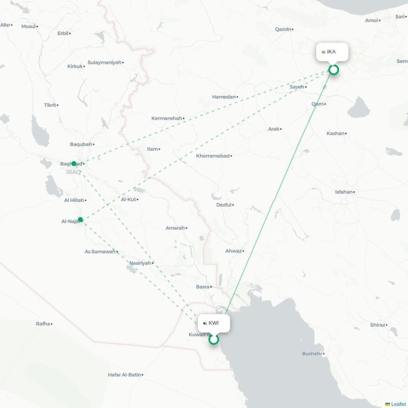 KWI - IKA route map