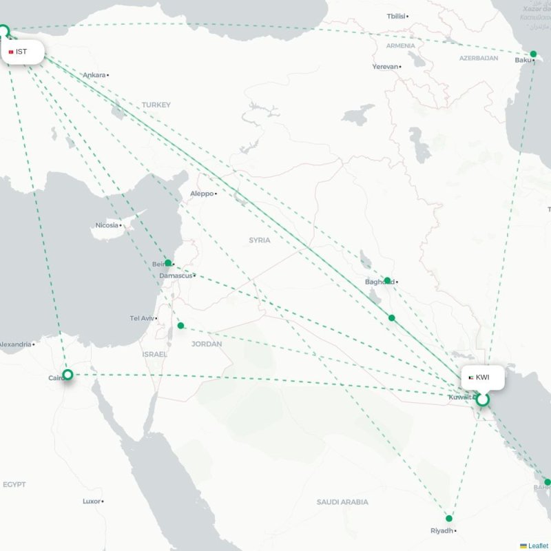 KWI - IST route map