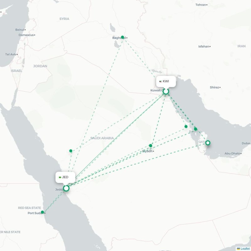 KWI - JED route map