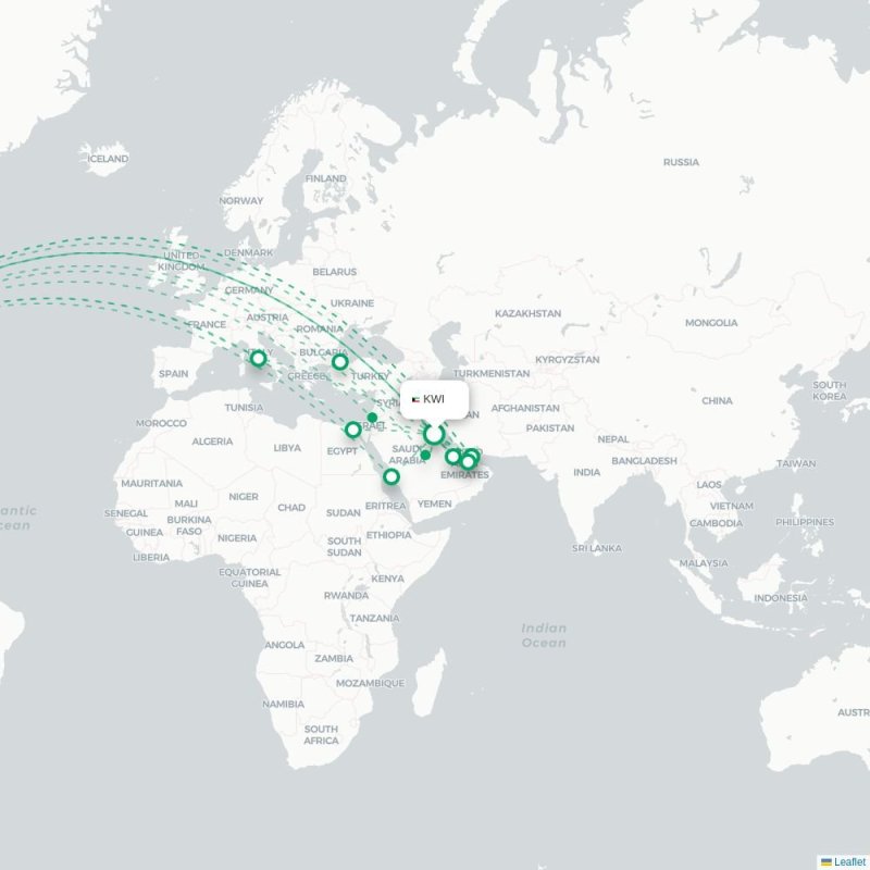 KWI - JFK route map