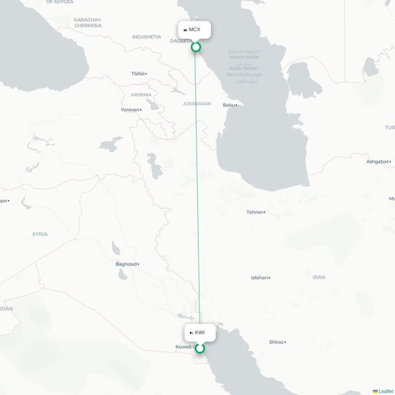 KWI - MCX route map