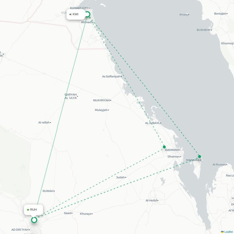 KWI - RUH route map