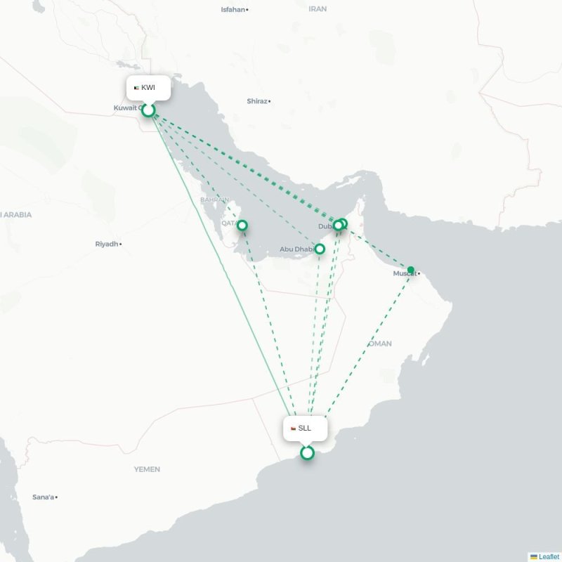 KWI - SLL route map