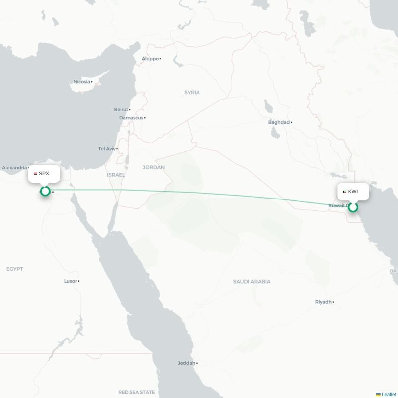 KWI - SPX route map