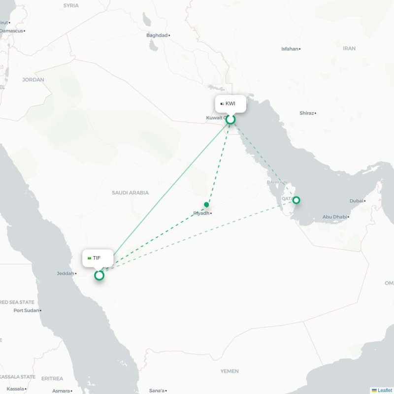 KWI - TIF route map