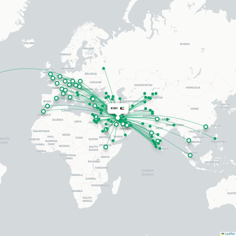 Route map Kuwait  KWI 
