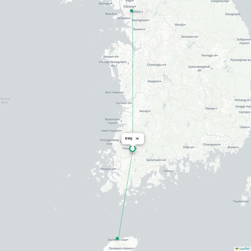 Route map Kwangju  KWJ airport