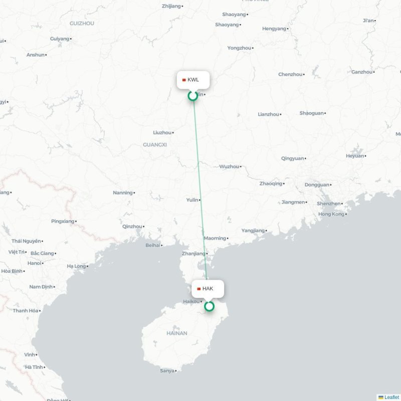 KWL - HAK route map