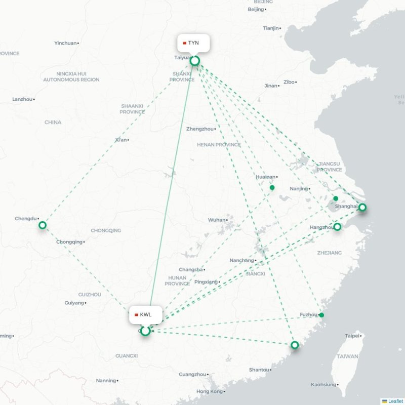 KWL - TYN route map