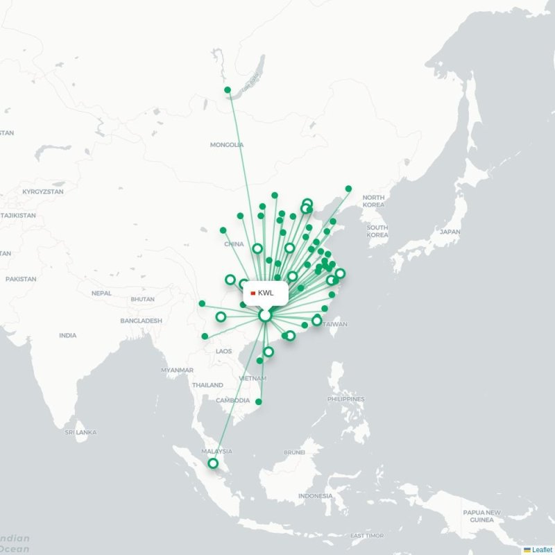 KWL - DXJ route map