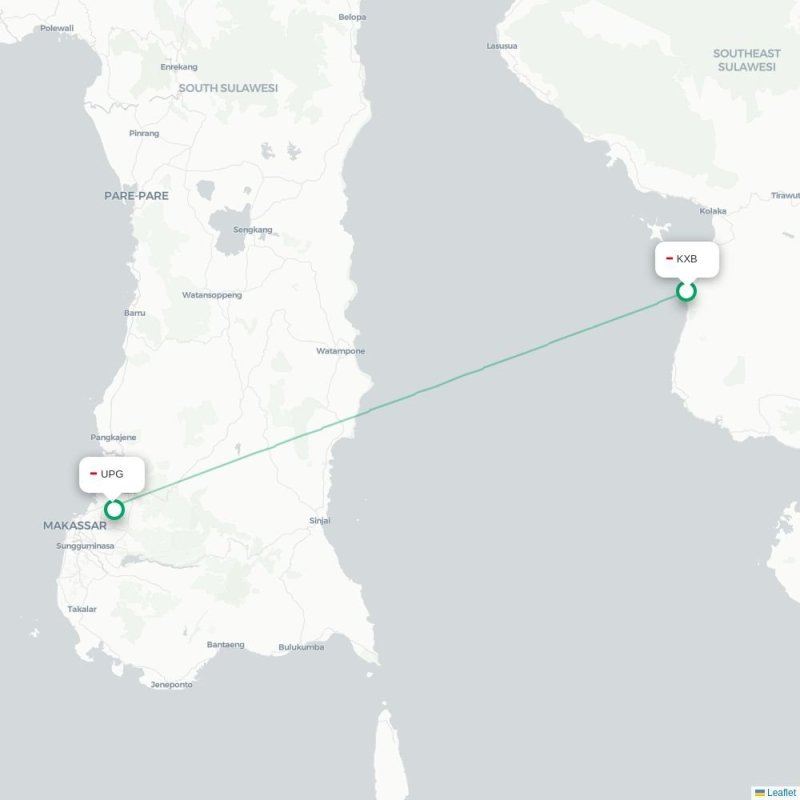 KXB - UPG route map